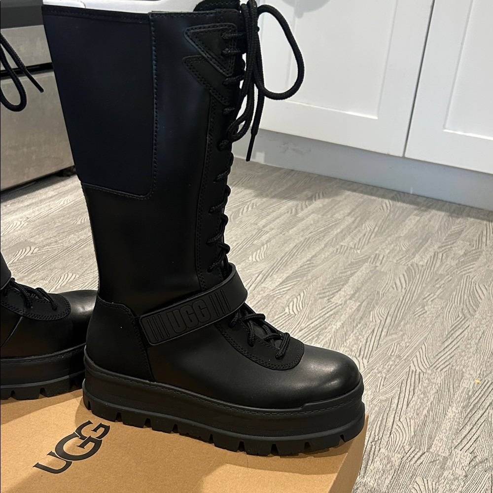 UGG Women's Black Lace Up Boots - Picture 2 of 5